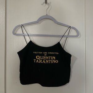 Black Crop Top with Yellow Text